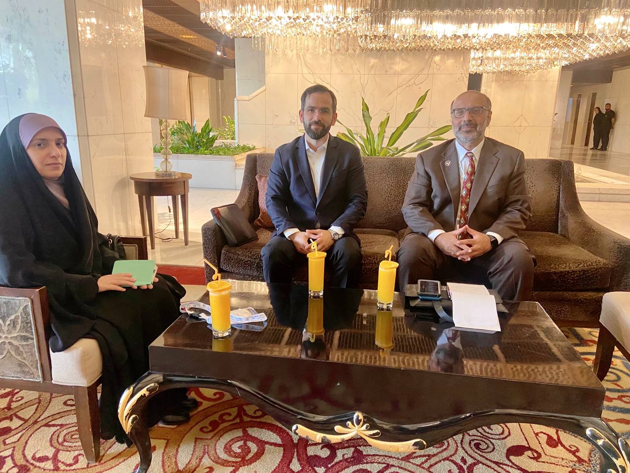 لقاء رئيسة مؤسسة إنكي العلوية كوثر الغرابي مع البروفسور الدكتور حسن عباس استاذ العلاقات الدولية في جامعة الدفاع الامريكية ومستشار اول بجامعة هارفارد